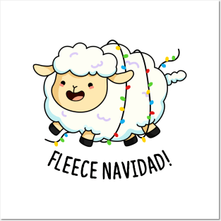 Fleece Navidad Cute Christmas Sheep Posters and Art